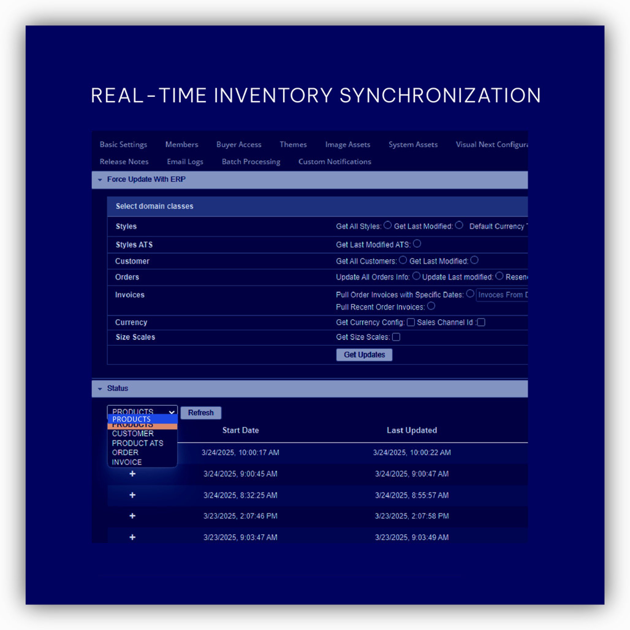 Real-time inventory synchronization