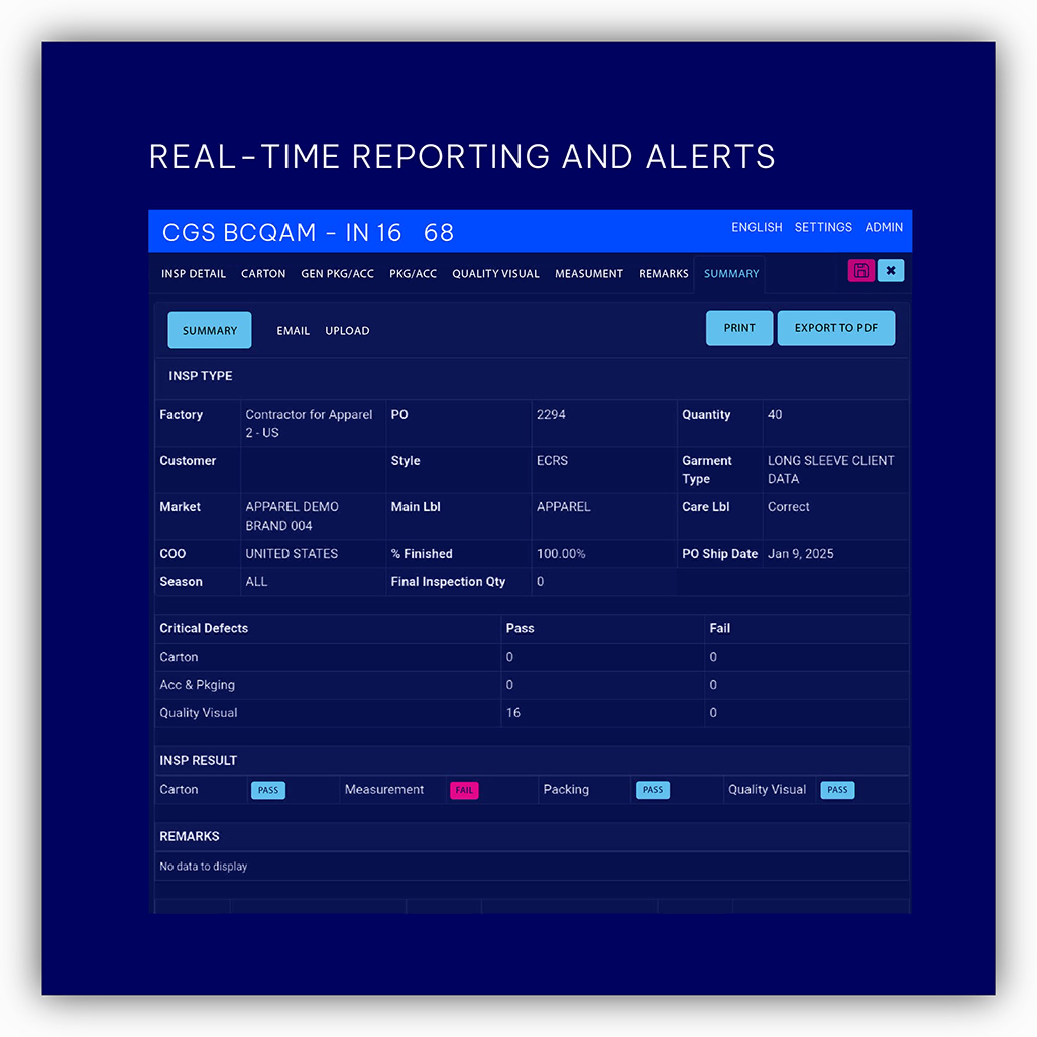 Real-time reporting and alerts