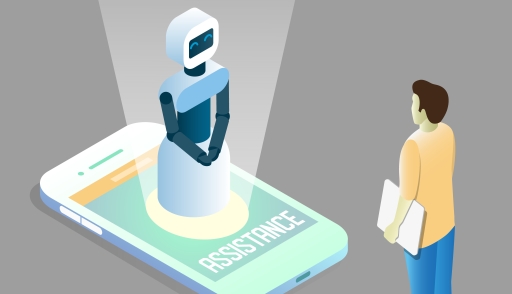 A virtual assistant helping someone with customer strategy from a mobile phone.