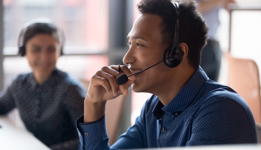 Call center employee experiencing an unusual call